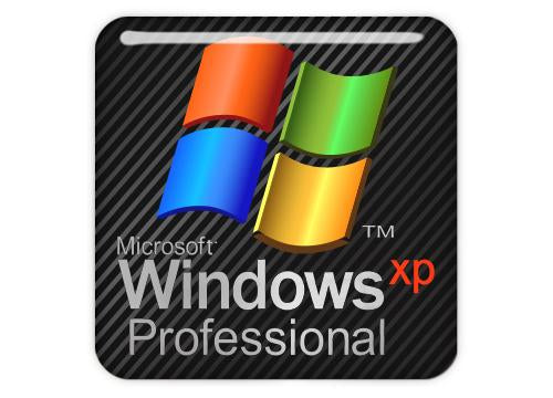 Insignia/logotipo adhesivo de caja abovedada con efecto cromado de 1"x1" de Windows XP Professional