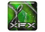 Insignia/logotipo adhesivo de caja abovedada con efecto cromado de 1"x1" verde XFX