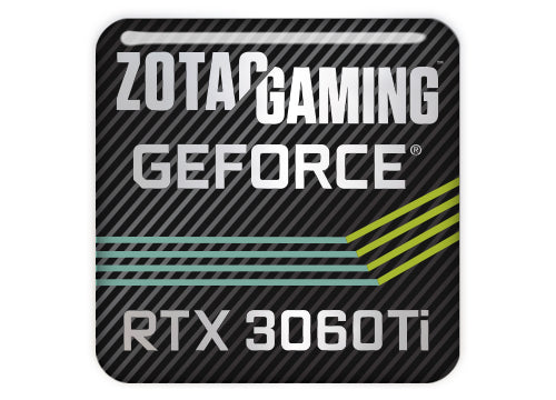 Zotac GeForce RTX 3060 Ti 1"x1" Chrome Effect Domed Case Badge / Sticker Logo