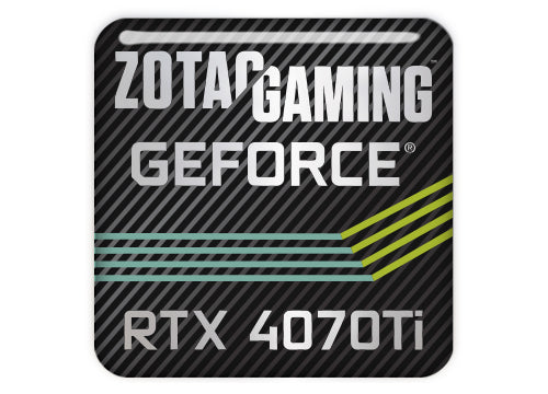 Zotac GeForce RTX 4070 Ti 1"x1" Chrome Effect Domed Case Badge / Sticker Logo
