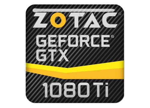 Zotac GeForce GTX 1080 Ti 1"x1" Chrome Effect Domed Case Badge / Sticker Logo