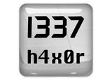 l337 (Leet) h4x0r 1"x1" Chrome Effect Domed Case Badge / Sticker Logo