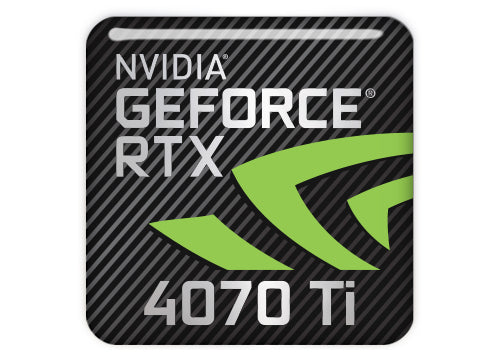 nVidia GeForce RTX 4070 Ti 1"x1" Chrome Effect Domed Case Badge / Sticker Logo