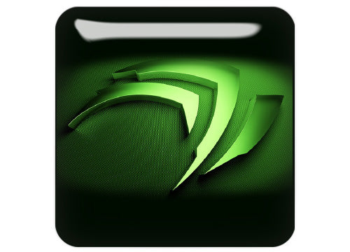 nVidia Logo Design #4 1"x1" Chrome Effect Domed Case Badge / Sticker Logo