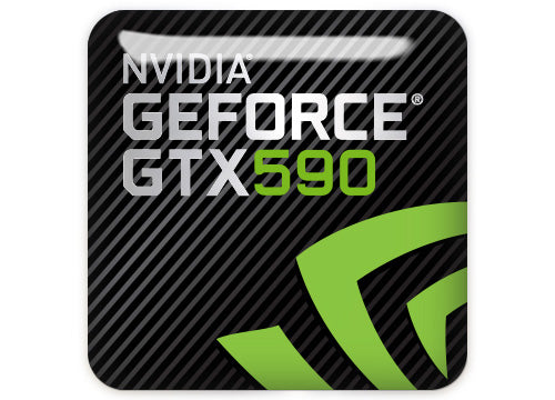 nVidia GeForce GTX 590 1"x1" Chrome Effect Domed Case Badge / Sticker Logo