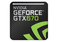 nVidia GeForce GTX 670 1"x1" Chrome Effect Domed Case Badge / Sticker Logo