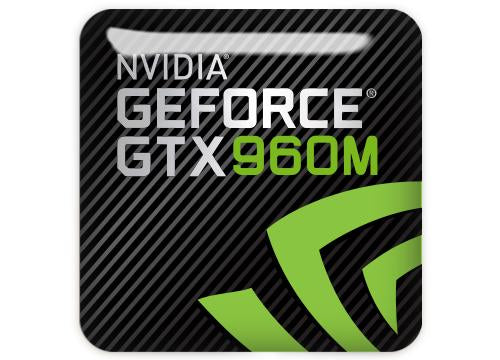 nVidia GeForce GTX 960M 1"x1" Badge de boîtier bombé effet chromé / Logo autocollant