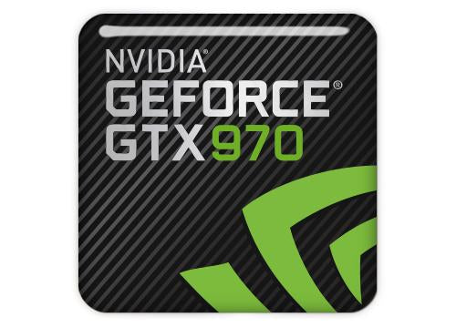 nVidia GeForce GTX 970 1"x1" Chrome Effect Domed Case Badge / Sticker Logo