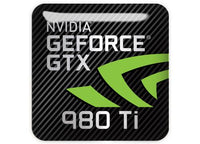 nVidia GeForce GTX 980Ti 1"x1" Estuche abovedado con efecto cromado Insignia/logotipo adhesivo 980 Ti