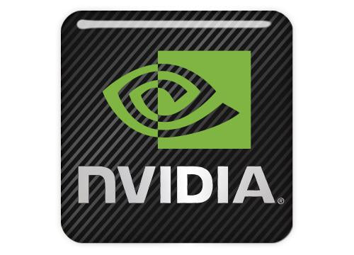 nVidia Logo Design #1 1"x1" Chrome Effect Domed Case Badge / Sticker Logo