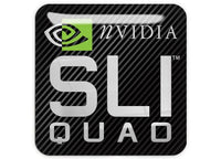 nVidia SLI Quad 1"x1" Chrome Effect Domed Case Badge / Sticker Logo