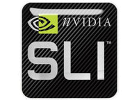 nVidia SLI Black 1"x1" Chrome Effect Domed Case Badge / Sticker Logo