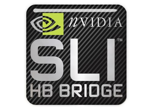 nVidia SLI HB Bridge 1"x1" Chrome Effect Domed Case Badge / Sticker Logo