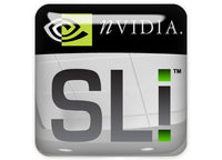 nVidia SLi 1"x1" Badge de boîtier bombé effet chromé / Logo autocollant