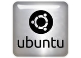 Ubuntu Black Design #1 Insignia/logotipo adhesivo de caja abovedada con efecto cromado de 1"x1"