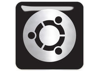 Ubuntu Black Design #3 1"x1" Chrome Effect Domed Case Badge / Sticker Logo