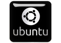 Ubuntu Black Design #4 1"x1" Chrome Effect Domed Case Badge / Sticker Logo