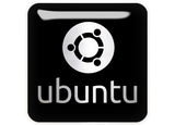 Ubuntu Black Design #4 Insignia/logotipo adhesivo de caja abovedada con efecto cromado de 1"x1"