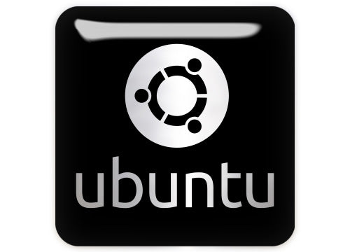 Ubuntu Black Design #4 1"x1" Chrome Effect Domed Case Badge / Sticker Logo