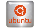 Ubuntu Orange Design #1 Insignia/logotipo adhesivo de caja abovedada con efecto cromado de 1"x1"
