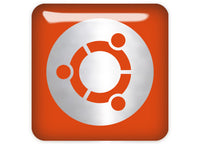 Ubuntu Orange Design #3 1"x1" Chrome Effect Domed Case Badge / Sticker Logo