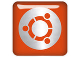 Ubuntu Orange Design #3 Insignia/logotipo adhesivo de caja abovedada con efecto cromado de 1"x1"